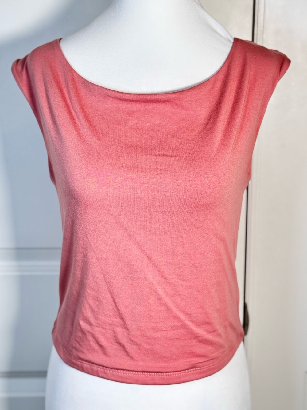 Pink Rose Drape Back Top L Dusty Rose Modal Stretch Cropped Y2K Going Out Party